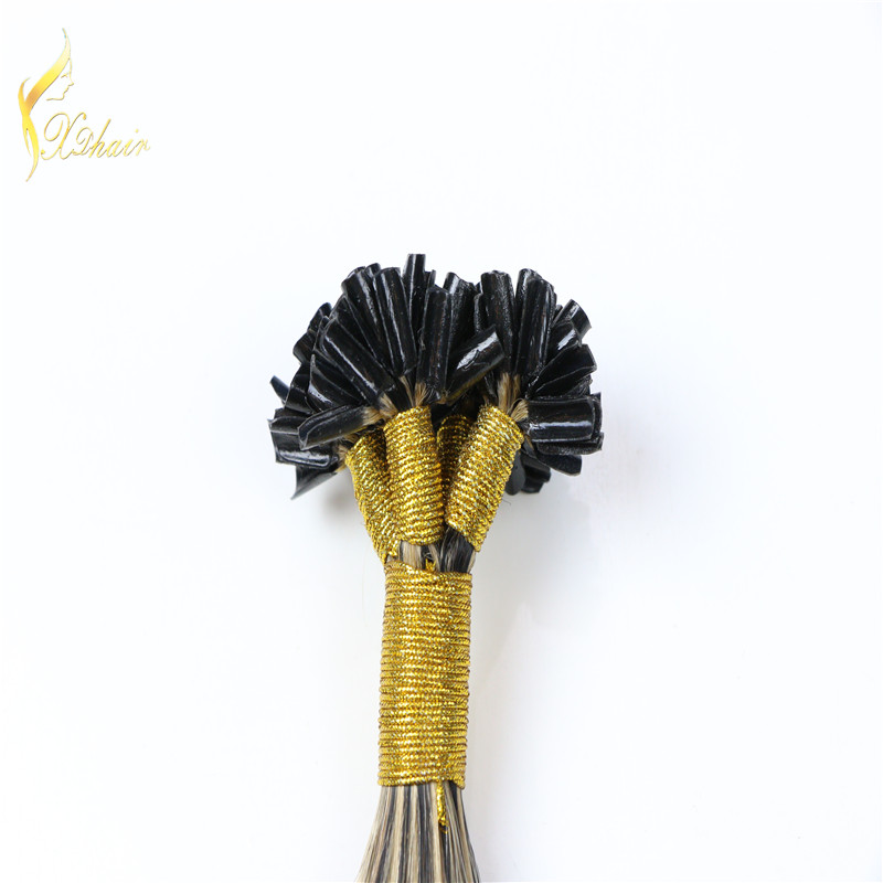 top grade cheap 100% virgin brazilian hair piano color hair ,nail u tip hair extensions