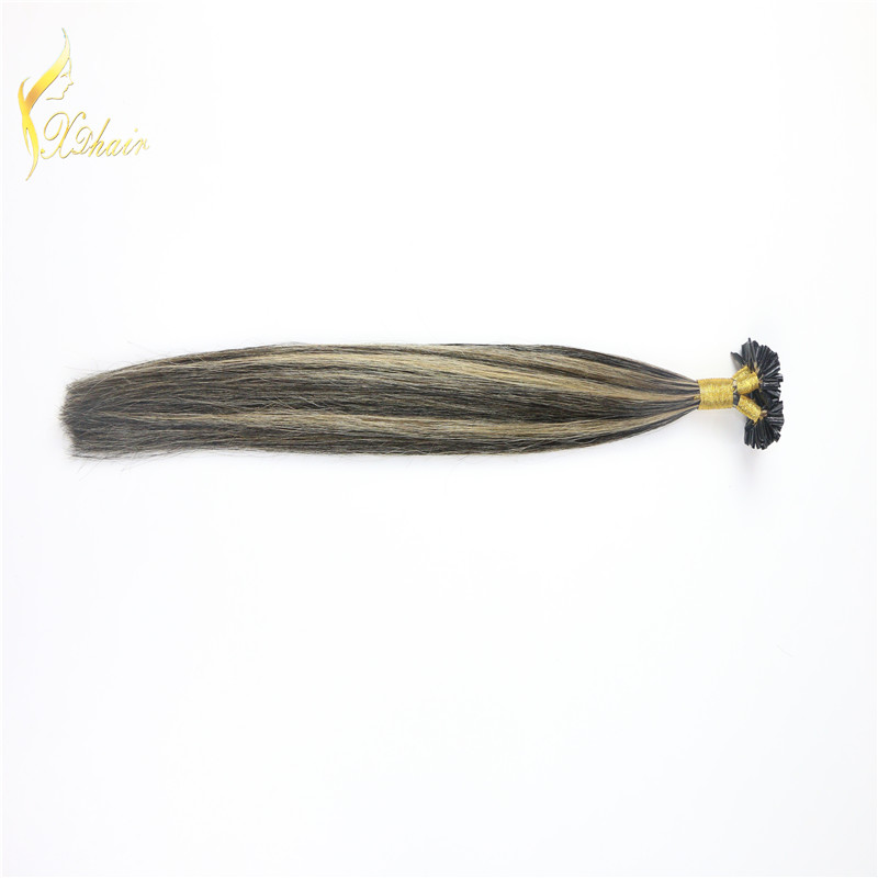top grade cheap 100% virgin brazilian hair piano color hair ,nail u tip hair extensions