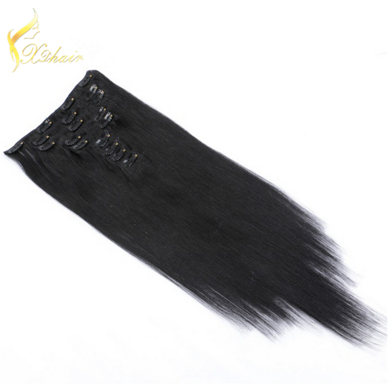 top quality 150g remy clip in hair extension/100% human hair extension