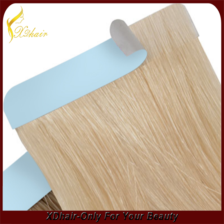 top quality light color human hair extension PU skin weft/tape hair