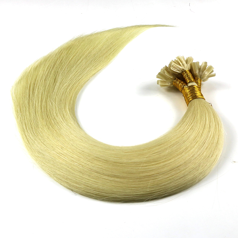 wholesale price blond color human flat tip hair extensions