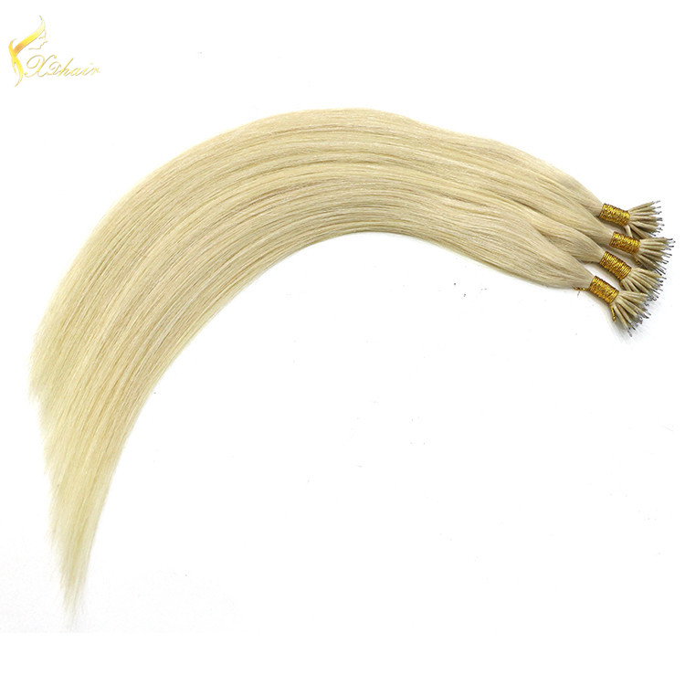 wholesale price blonde color double drawn remy hair top quality 100% European nano ring hair