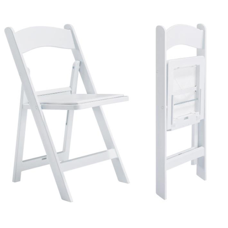 China Supplier Outdoor Padded White Colors Wedding Banquet Event Foldable Plastic Resin Folding Chairs