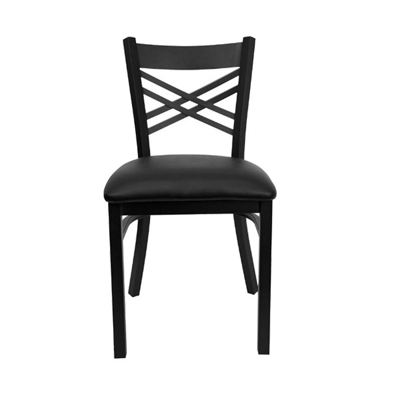 Double Cross Back Metal Restaurant Dining Chair with Choice of Seat From PVC and wood Seating Manufacturer