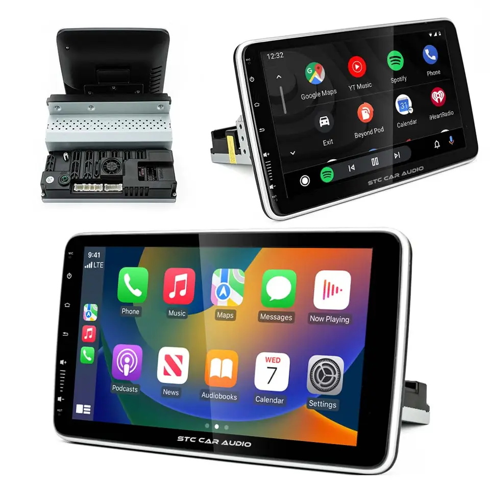 10.1 pouce Android voitures stéréo avec lecteur de voiture rotatif automatique écran tactile avec une voiture play gps navigation auto radio