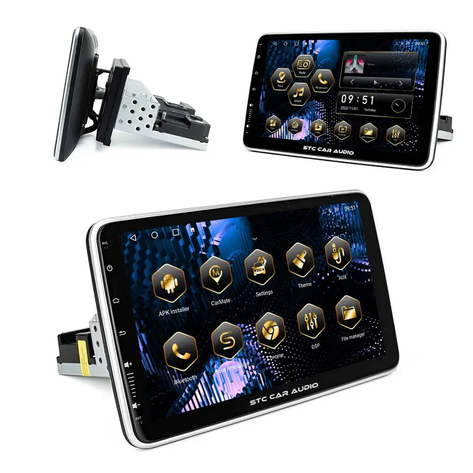 10.1 pouce Android voitures stéréo avec lecteur de voiture rotatif automatique écran tactile avec une voiture play gps navigation auto radio