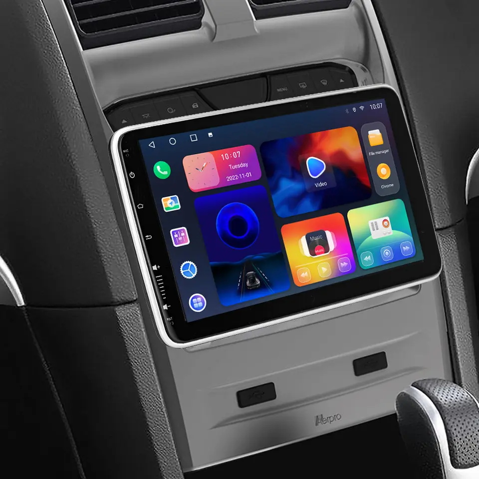 10.1 pouce Android voitures stéréo avec lecteur de voiture rotatif automatique écran tactile avec une voiture play gps navigation auto radio