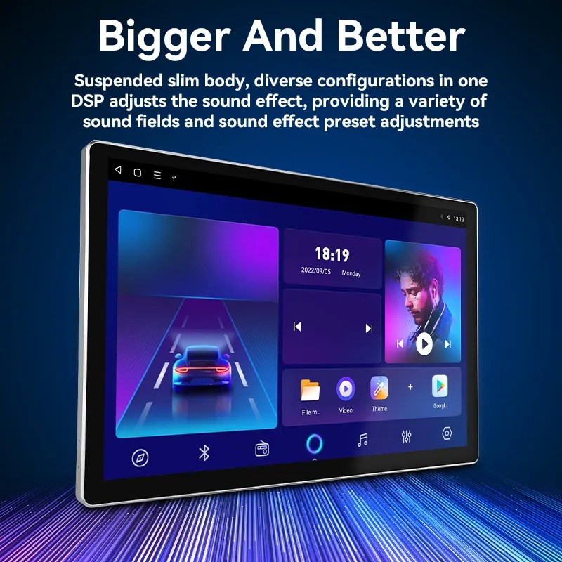 2K 13.3 inç dokunmatik ekran Android 13 Panel Kafa Ünitesi 48 Stereo DVD Oyuncu Araba Oynat Android Araba Radyosu