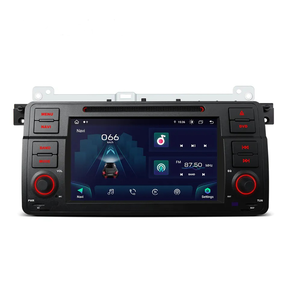 Tela de toque de 7 polegadas 1 Din Carro Android Radio DVD Player para BMW E46 com reprodução global de vídeo 4G 2K