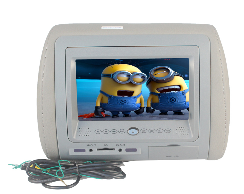 头枕DVD播放器，7''头枕DVD带触摸按键/ USB / SD / IR / FM发射器和游戏功能