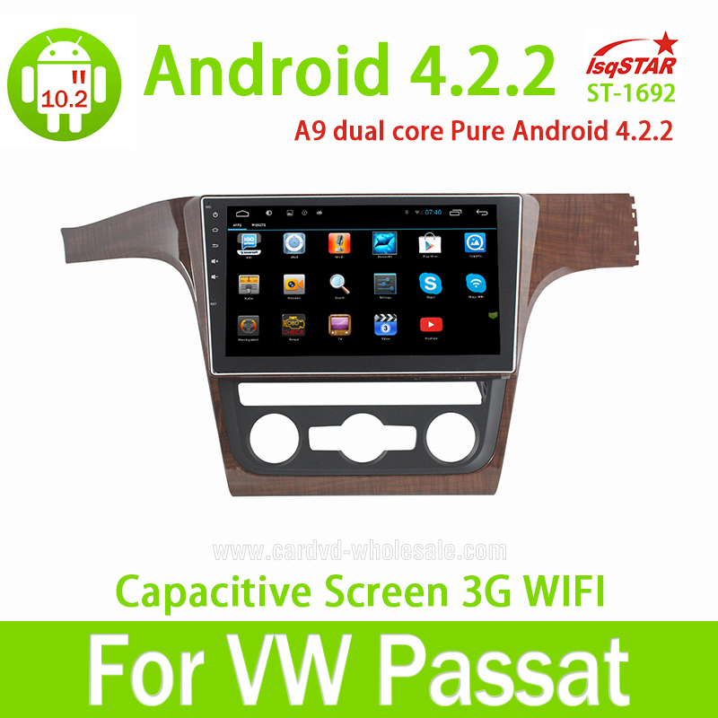 VW Passat 10.2 inch android car radio dvd player gps with built-in WiFi/GPS Navi /FM/AM Radio/Bluetooth/Multimedia /USB/SD/ AUX