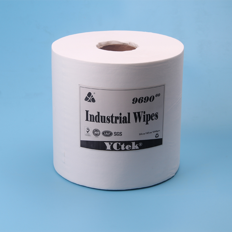 중국 공급 업체 55 % Woodpulp 45 % Polyester 산업 Non woven Cleaning wipe