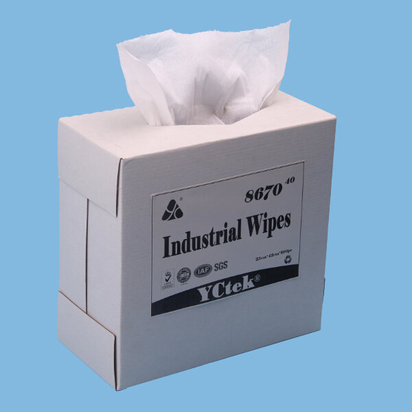 YCtek70 工业雨刷, 9.1 "x 16.8", 弹出框, 白色, 100 张/盒