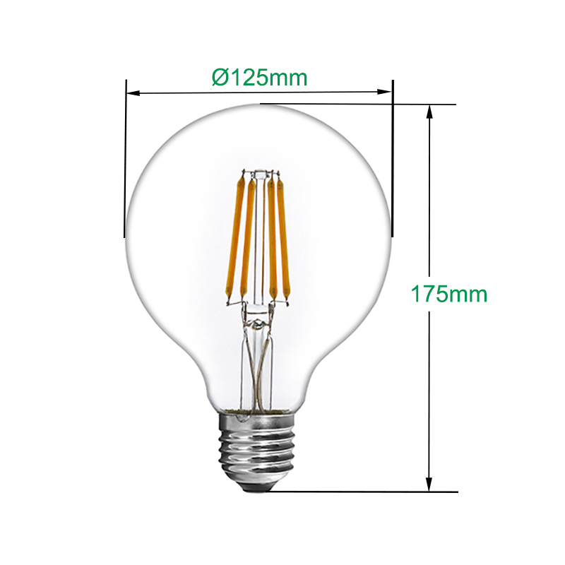 الزجاج الشفاف G125 غلوب LED لمبة الشعيرة 7W
