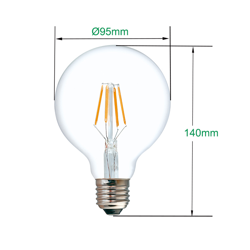 Ampoules à filament LED à globe à intensité variable Edison Classic Globe G95 4W
