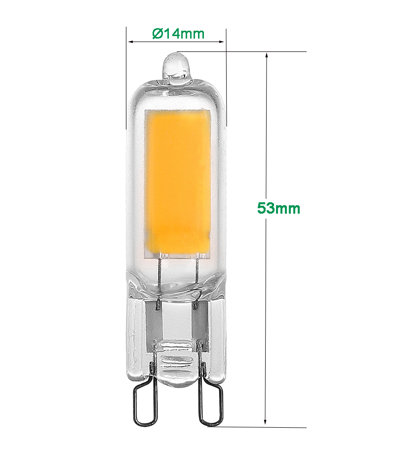 G9 LED light bulbs Full glass 3.5W COB, 35W equivalent halogen G9 replacement