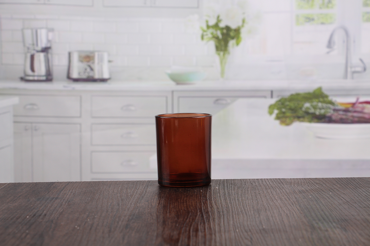 Amber glass candle holder