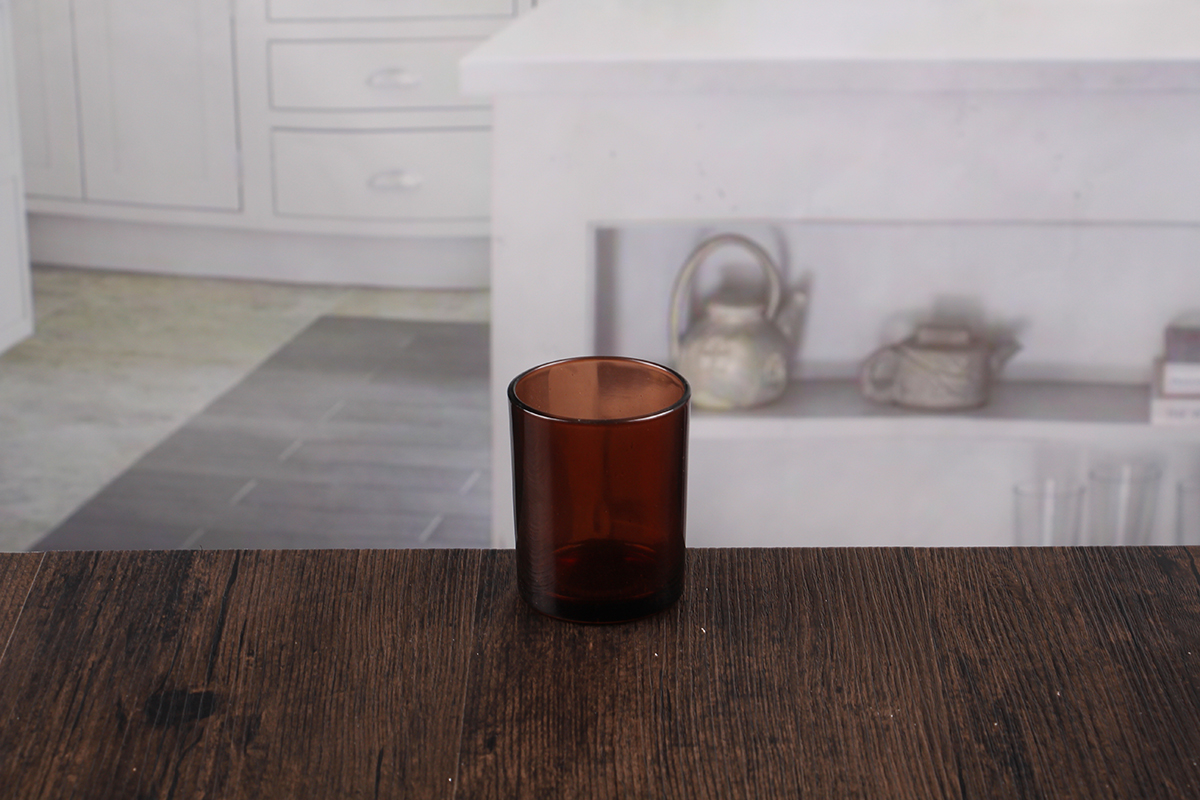 Amber glass candle holder