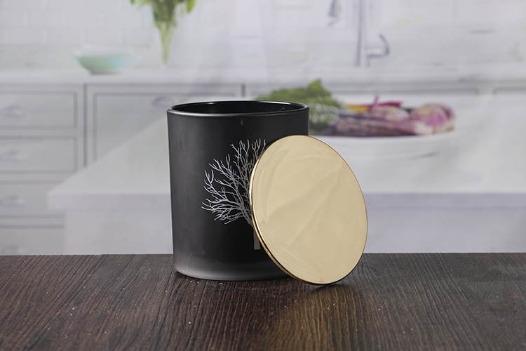 Black glass candle holder