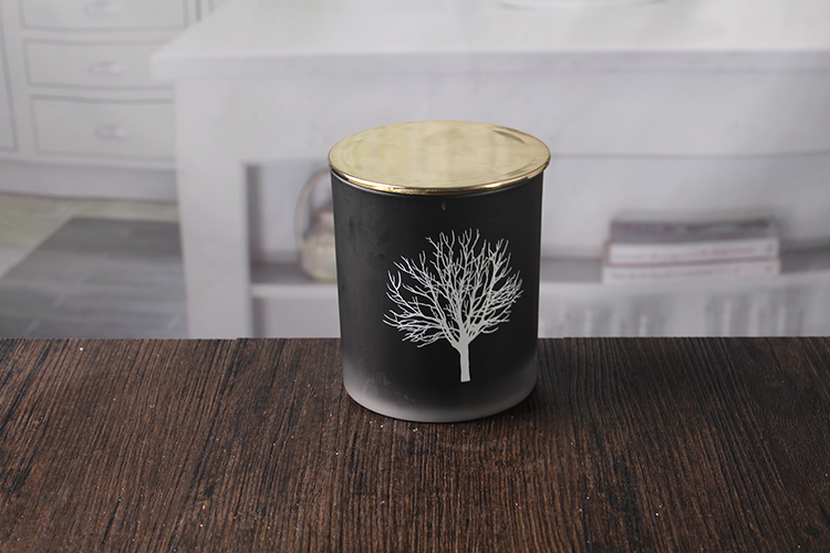 Black glass candle holder