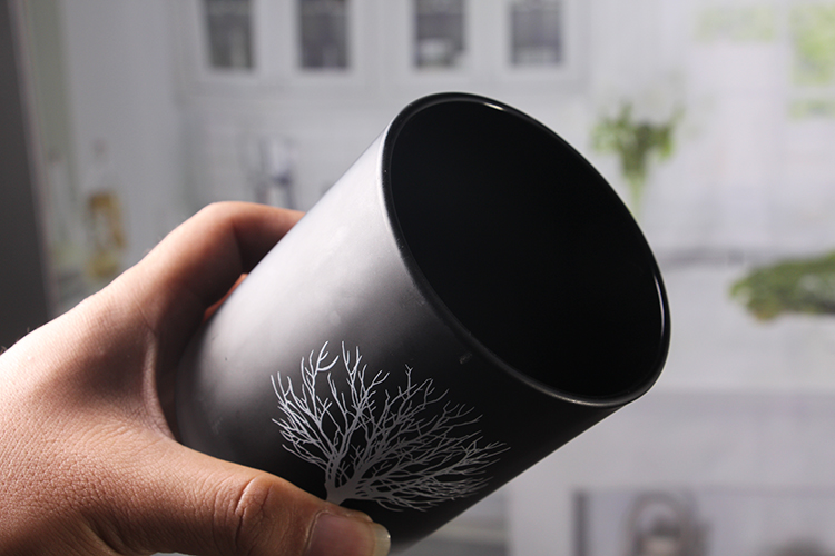 Black glass candle holder