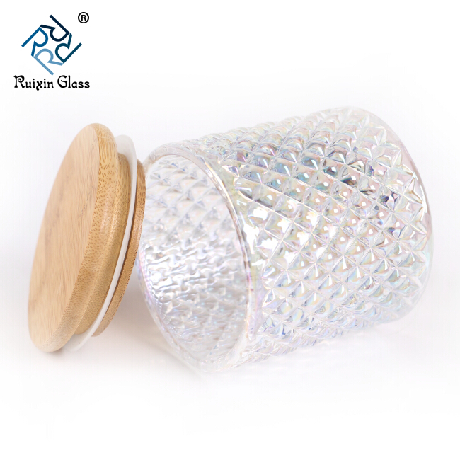 Stock Cheap 12oz Mercury Glass Candle Jars With Wood Lid