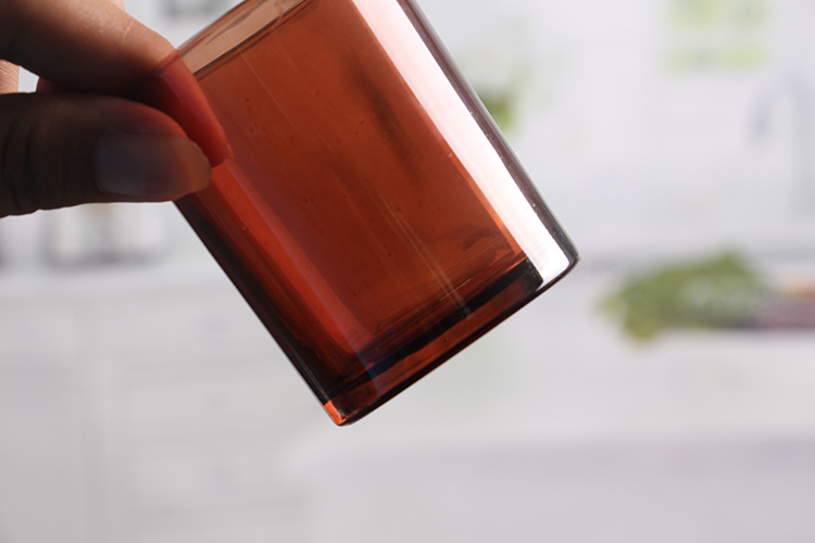 Amber glass candle holder