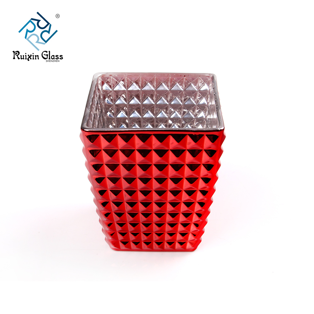Pattern Square Glass 10OZ Candle Holder Manufacturer