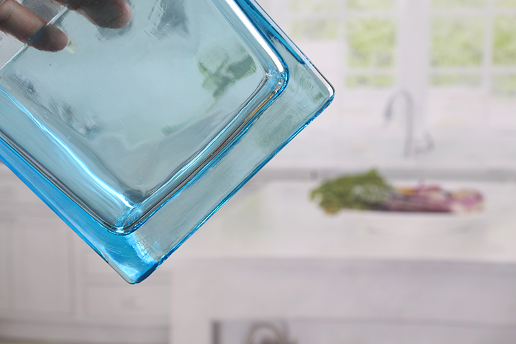 Blue glass votive candle holders