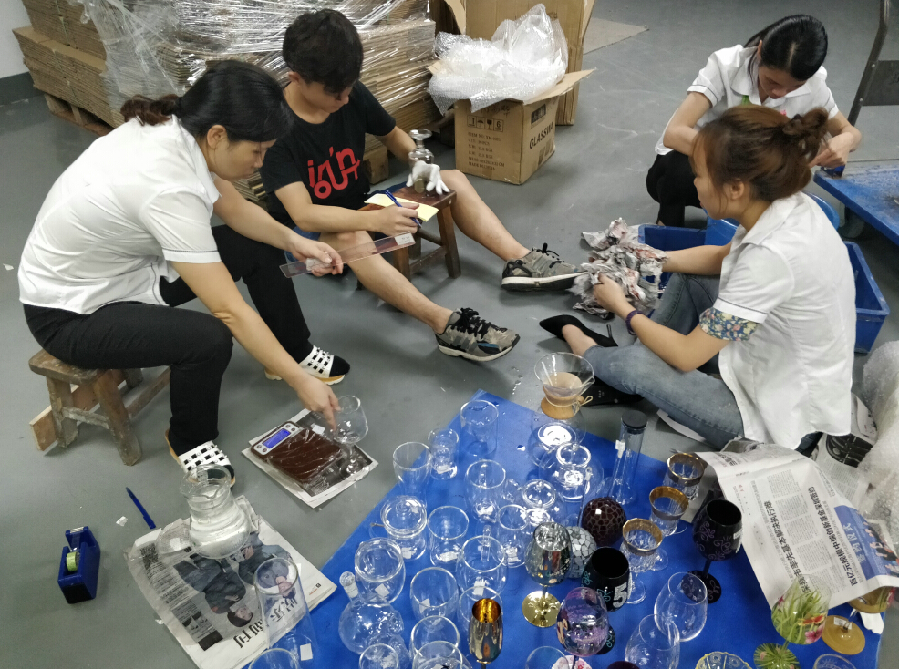 Prepare candle holder and glassware sample for exhibition 