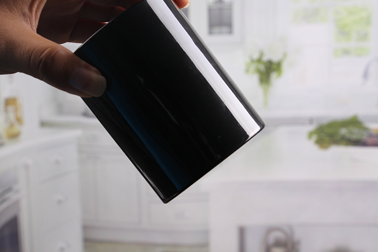 Black glass candle jars