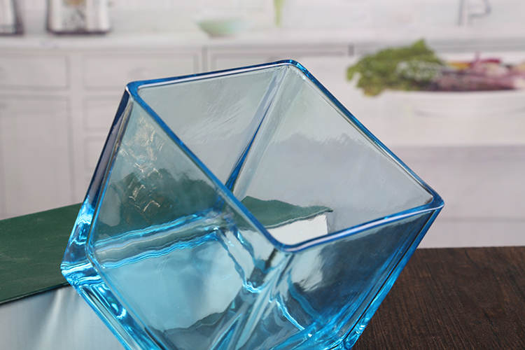 Blue glass votive candle holders