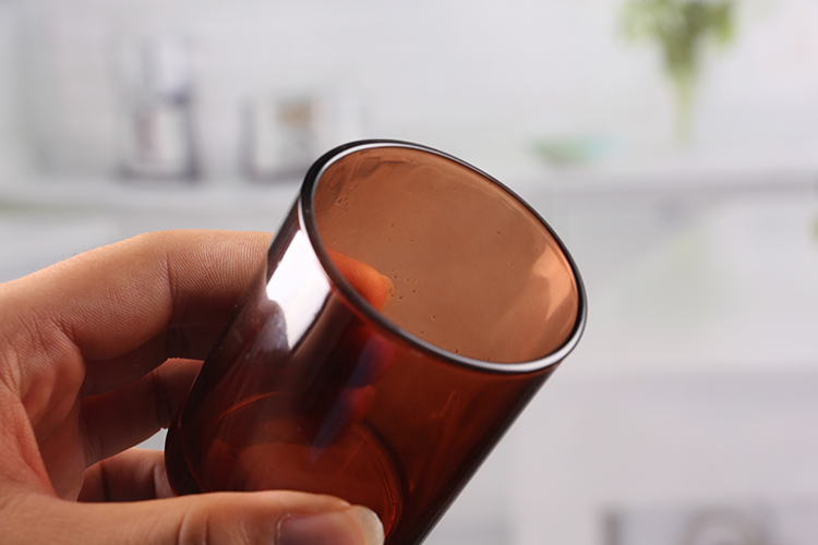 Amber glass candle holder