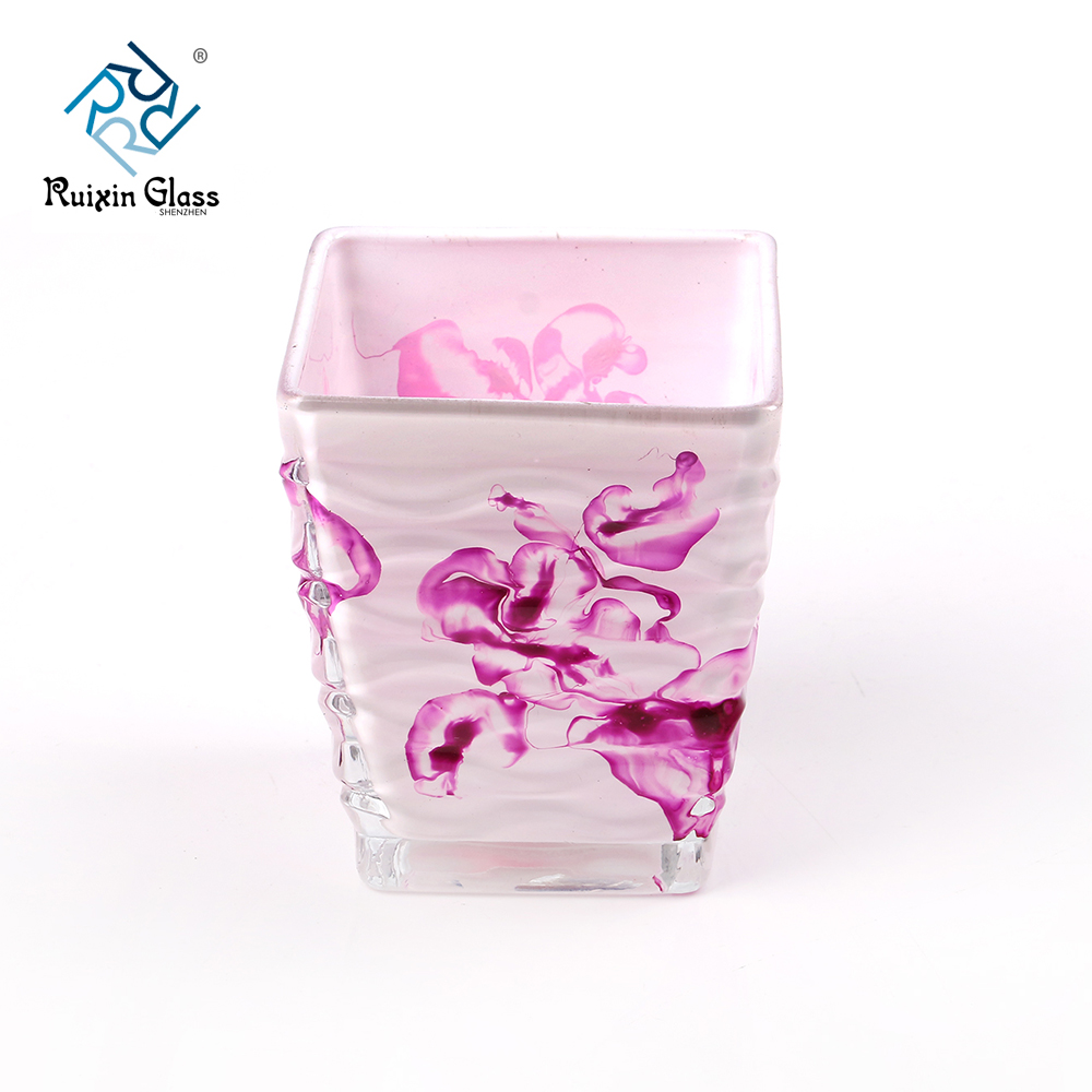 Pattern Square Glass 10OZ Candle Holder Manufacturer