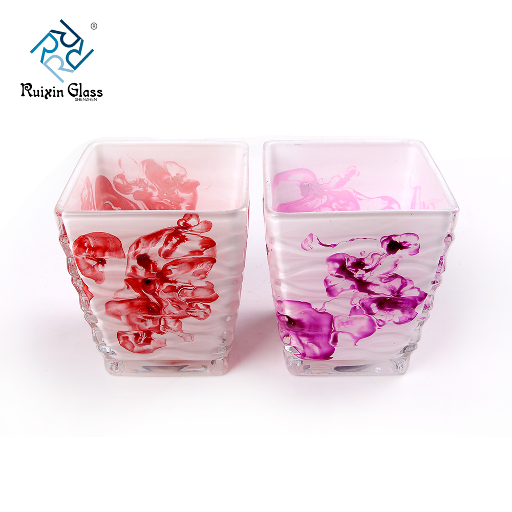 Pattern Square Glass 10OZ Candle Holder Manufacturer