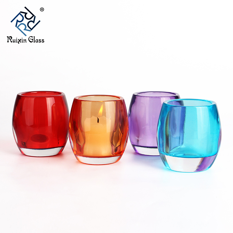 colored glass candle holder set