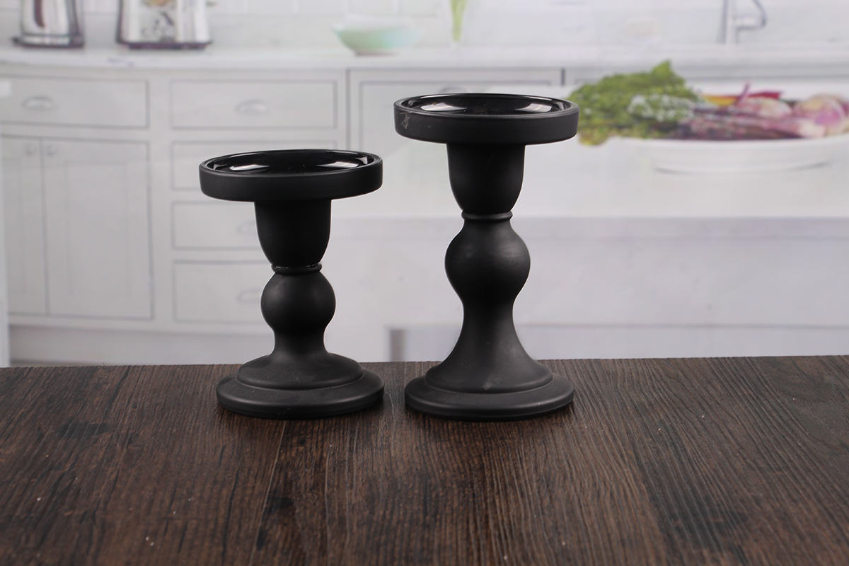 Black pillar candle holders