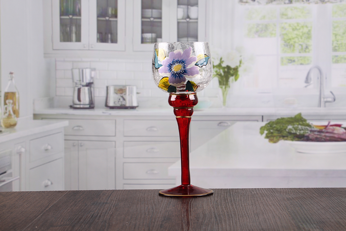 Crackle glass candle holder