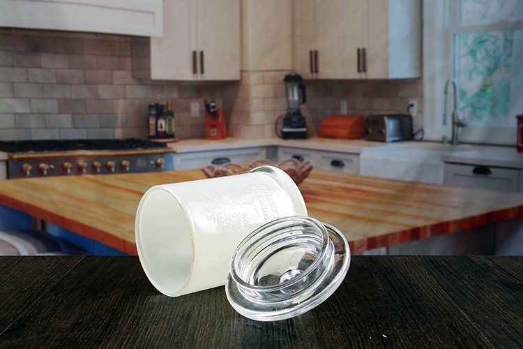 Embossed glass candle holder