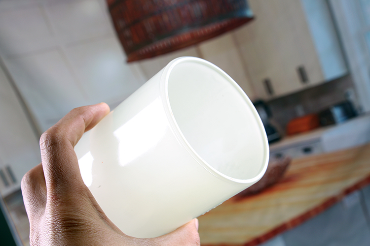 Embossed glass candle holder