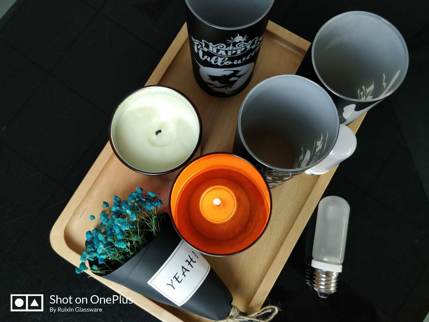 Glass Candle holder for halloween decoration