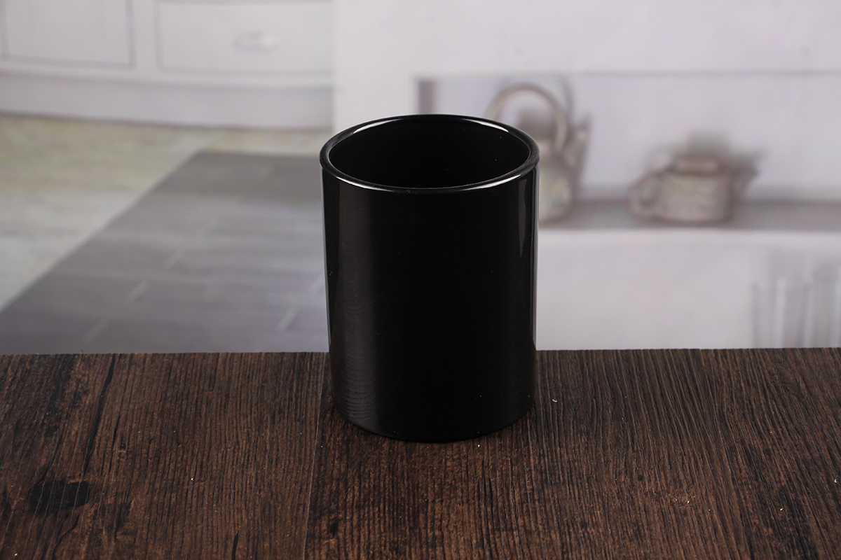 Black glass candle jars