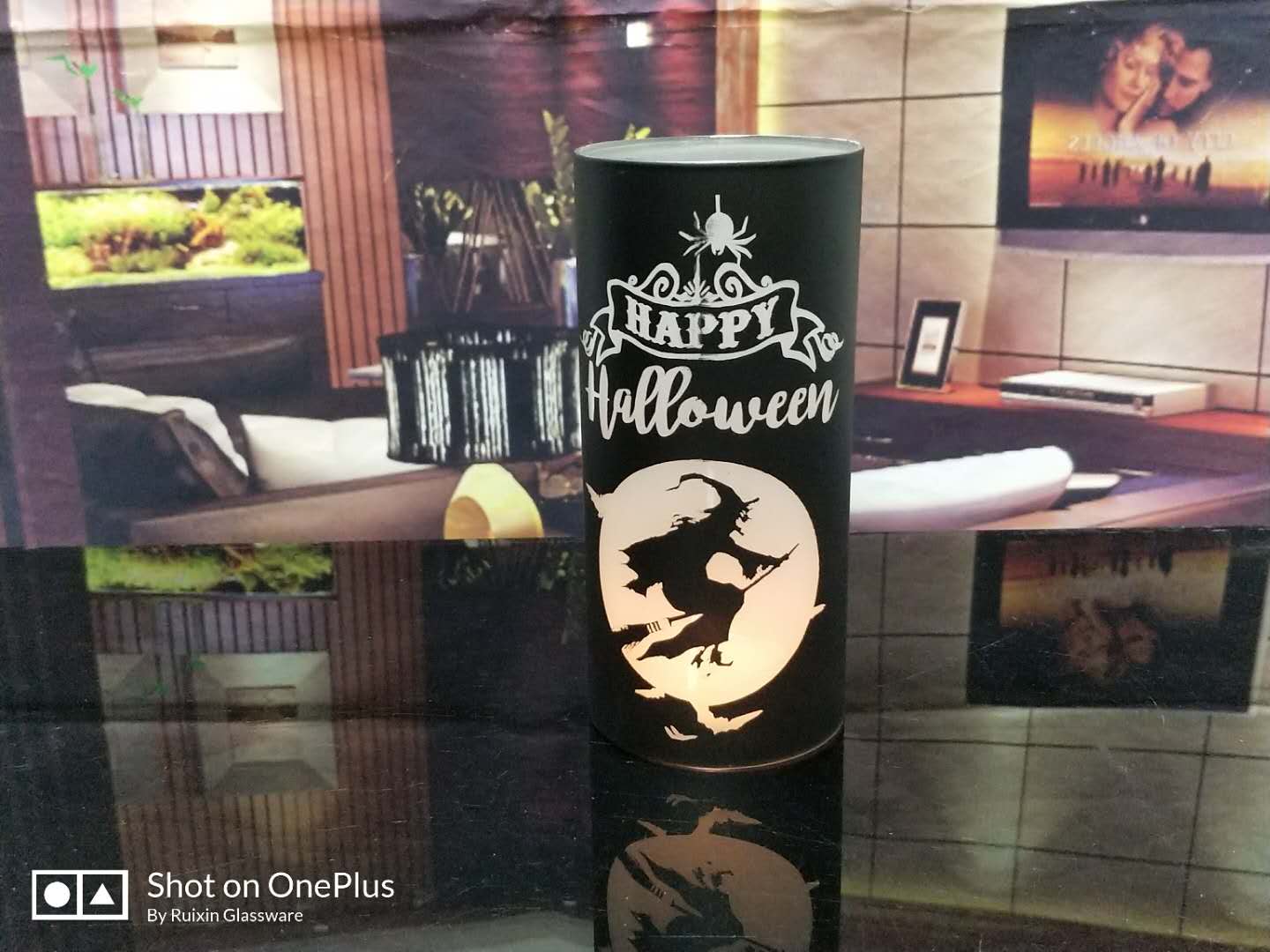 Glass Candle holder for halloween decoration