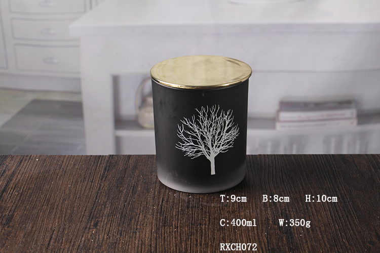 Black glass candle holder