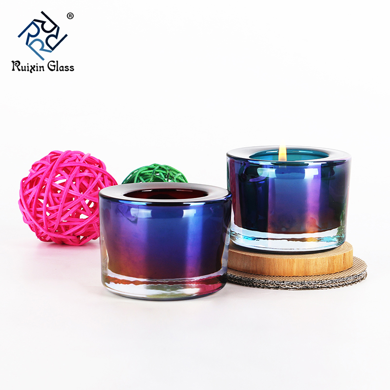 Electroplate glass candle holder