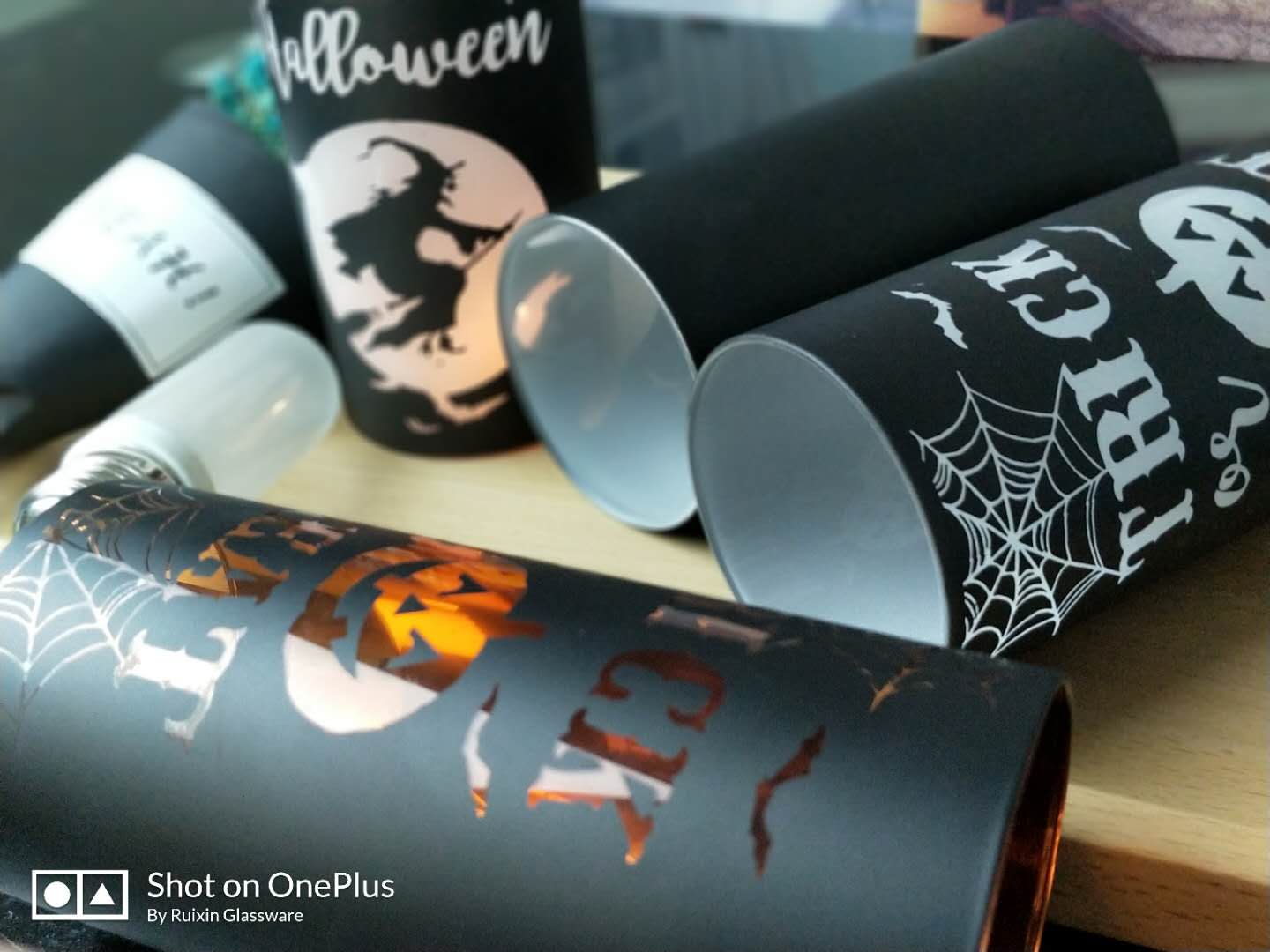 Glass Candle holder for halloween decoration