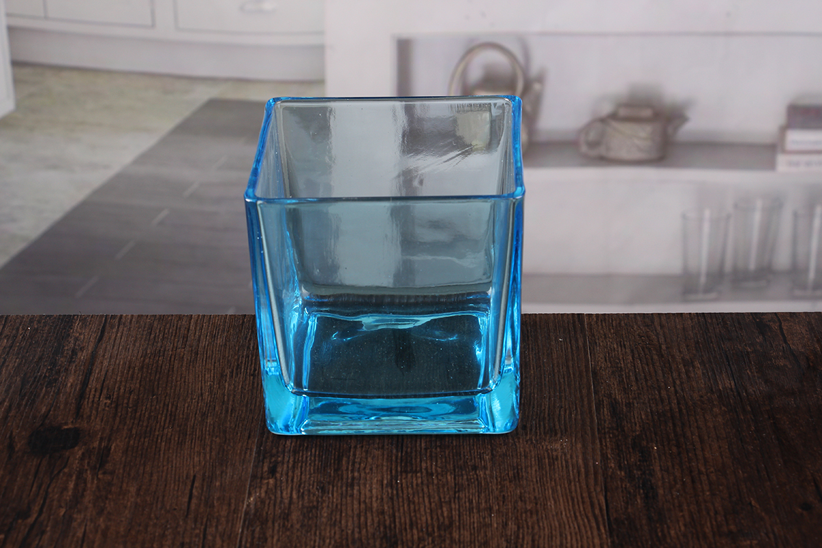 Blue glass votive candle holders
