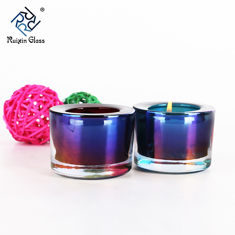 Electroplate glass candle holder