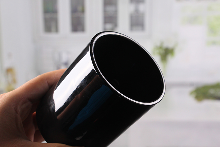 Black glass candle jars