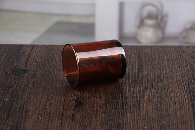 Amber glass candle holder